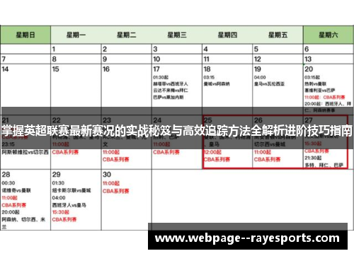 掌握英超联赛最新赛况的实战秘笈与高效追踪方法全解析进阶技巧指南